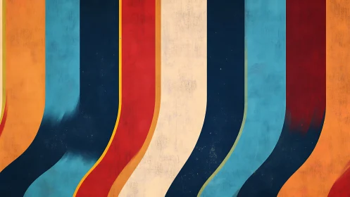 Vertical curved color bands in retro abstract arrangement.