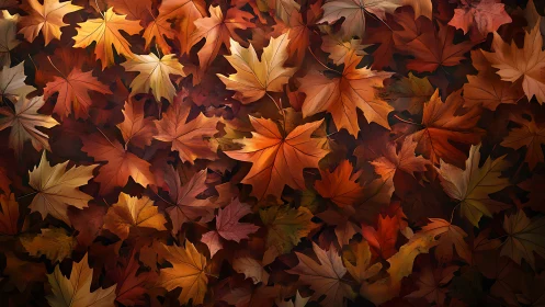 Layered maple foliage in dense autumnal gradient color field