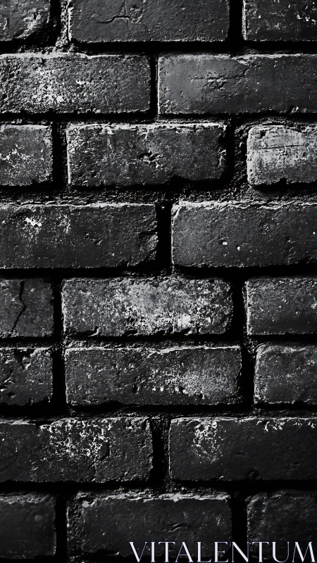 Textured black brick wall with dramatic gritty patina.