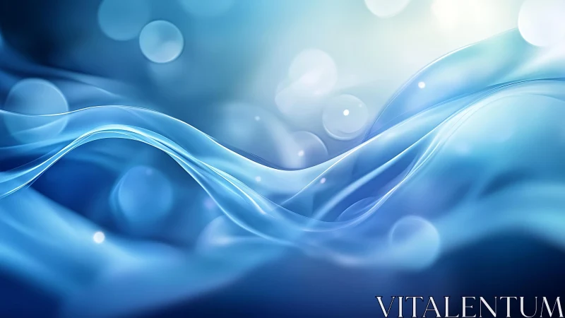 Abstract blue wave design with soft light bokeh in digital art.