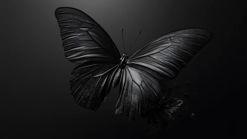 Midnight wings unfolding in a softly glowing darkness.