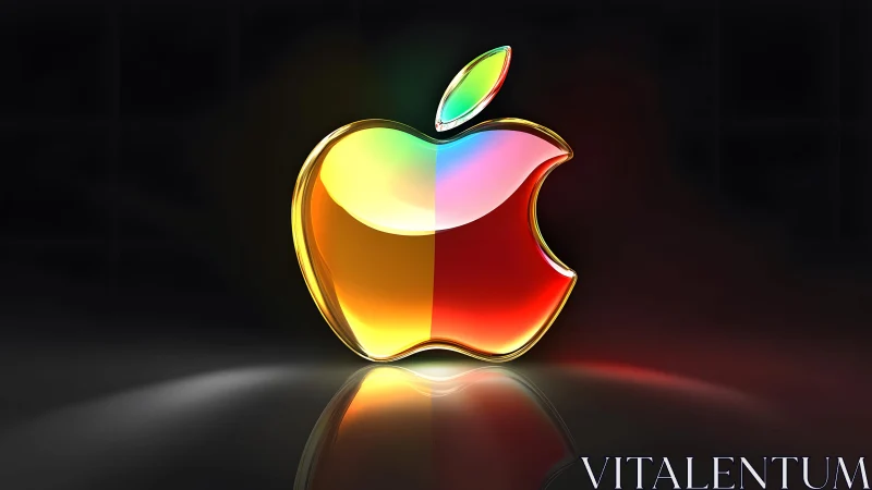 Vibrant 3D Apple Logo on Dark Background, Modern Digital Art. Vibrant 3D Apple Logo on Dark Background, Modern Digital Art.