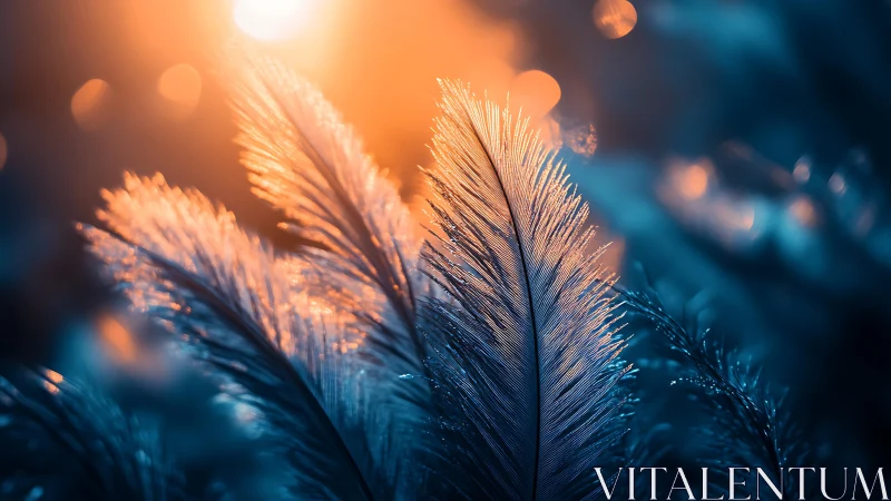 Feathered light glows softly in a dreamy blue twilight