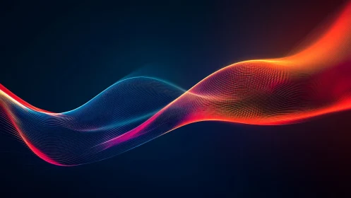 Colored light waveforms on dark gradient digital background.