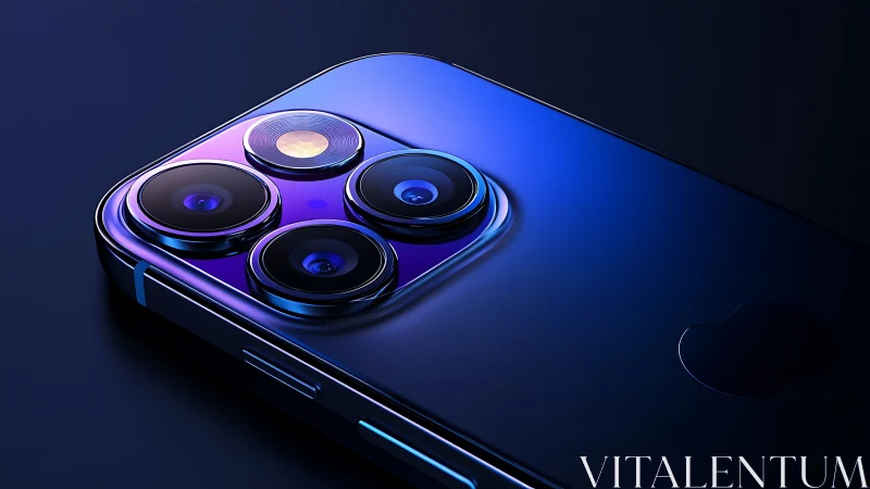 Sleek blue smartphone camera glowing with modern charm.