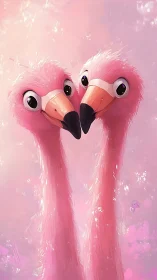 Two Pink Flamingos Share an Adorably Goofy Moment Together