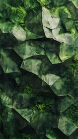 Layered green rock planes form abstract geological surface