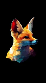Geometric fox portrait rendered with vibrant polygon facets