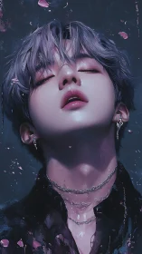 Androgynous portrait in wet-look neo-noir digital painting