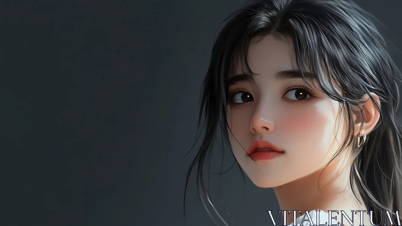 Digital painting portrait with soft-focus lighting study detailing.