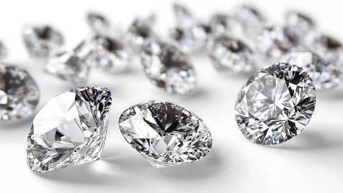 Sparkling round-cut diamonds shine on a pristine surface