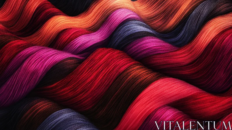 Vibrant flowing fiber waves blend crimson, magenta, and amber