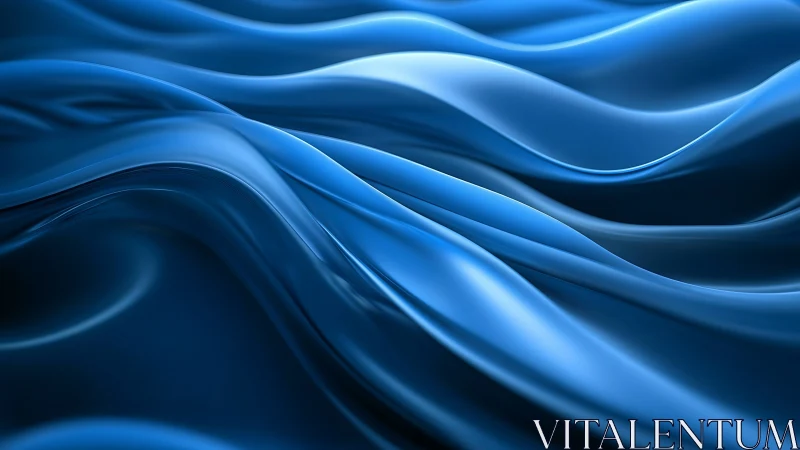 Silky blue waves flow softly in a calm abstract seascape