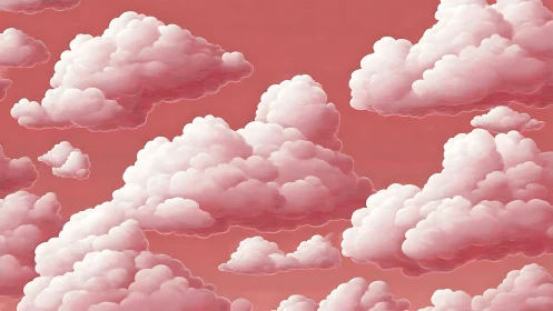 Soft pink clouds drifting across a dreamy coral sky.
