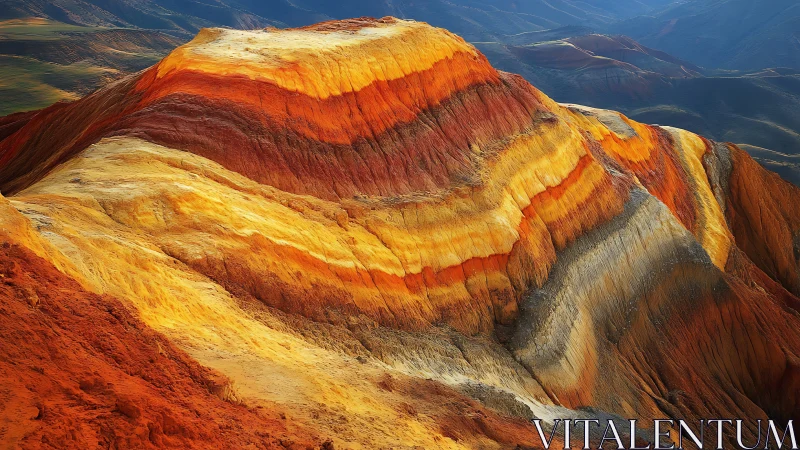 Layered rainbow mountain ridge glows under soft diffuse light