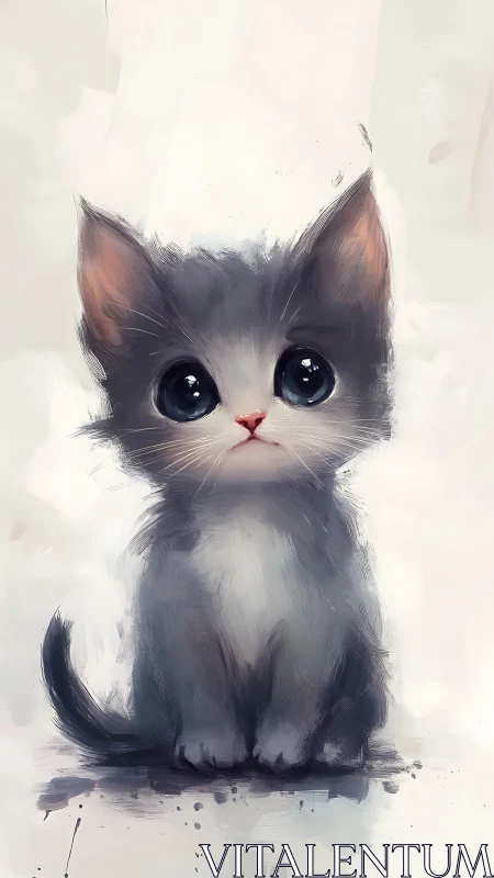 Ethereal Kitten Portrait: Digital Oil Painting Rendered with Soft Realism.