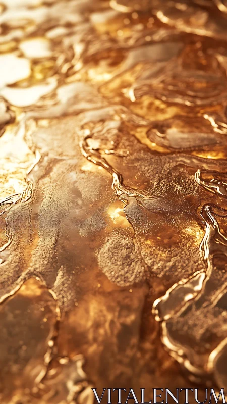 Textured metallic surface with flowing molten gold patterns.