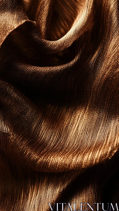 Closeup of metallic bronze pleated fabric folds texture.