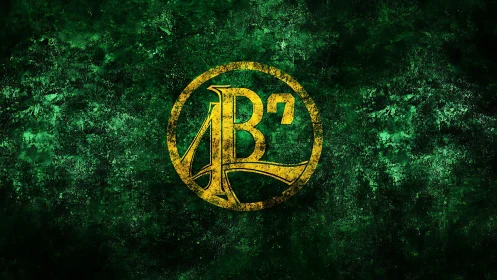 Grunge emerald texture with distressed circular AB7 emblem