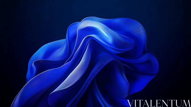 Parametric cobalt ribbon bloom under controlled studio luminance.