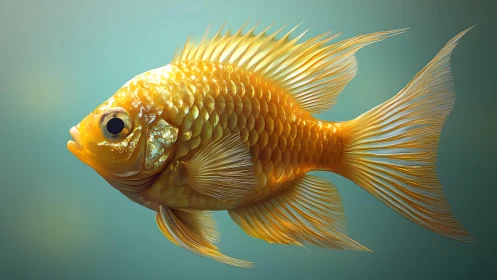 Vibrant goldfish with flowing fins in realistic digital art style.