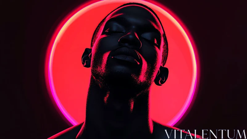 Neon backlit portrait with high-contrast chromatic rim lighting.