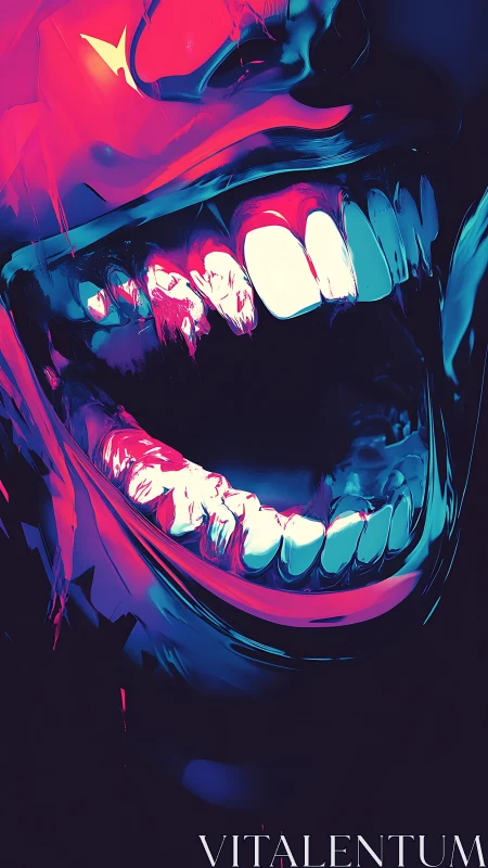 Neon chromatic scream with abstract cyberpunk jawline composition.