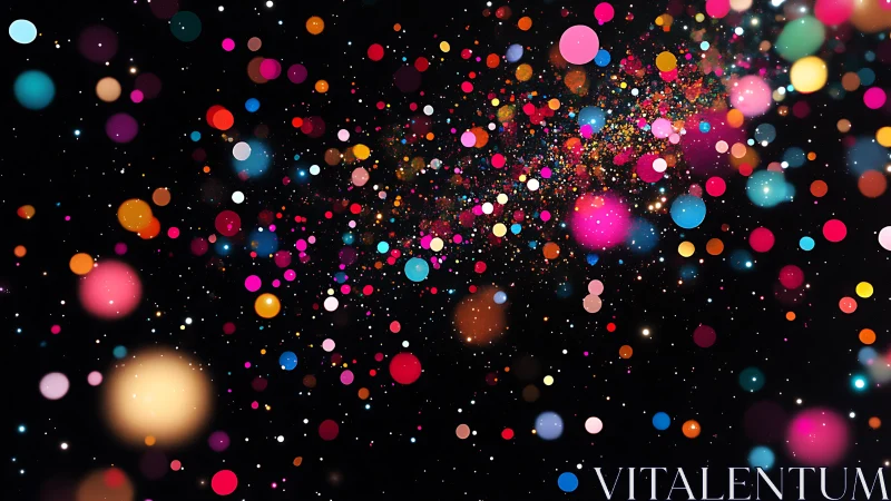 Colorful stardust of floating confetti lights in motion.