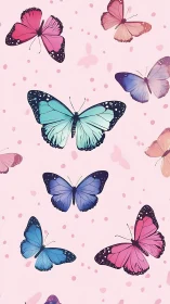 Pastel skyward butterflies dancing on cotton pink dreams.