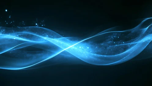 Gentle blue light waves drifting through a quiet cosmos.