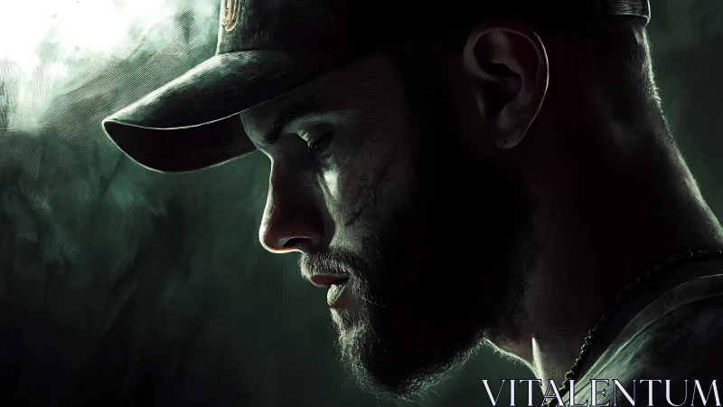 Brooding soldier in shadowed profile contemplates quiet resolve