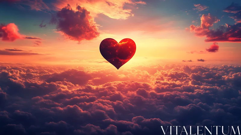 Heart-Shaped Form Silhouetted Against Radiant Sky.