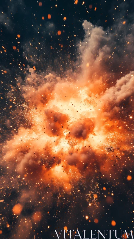 Explosive Burst of Orange Flames and Embers