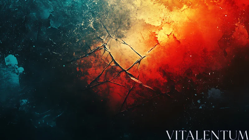 Shattered sigil across fiery nebula textured background.