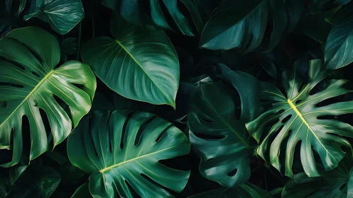 Velvet jungle leaves whisper in rich emerald shadows.