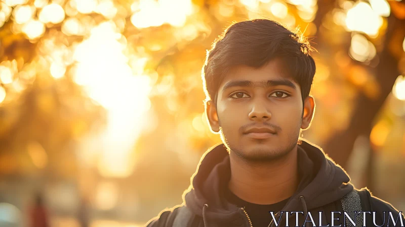 Golden hour outdoor portrait of teen with shallow depth of field.