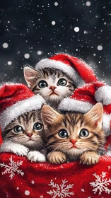 Three Festive Kittens Wrapped in Christmas Joy.
