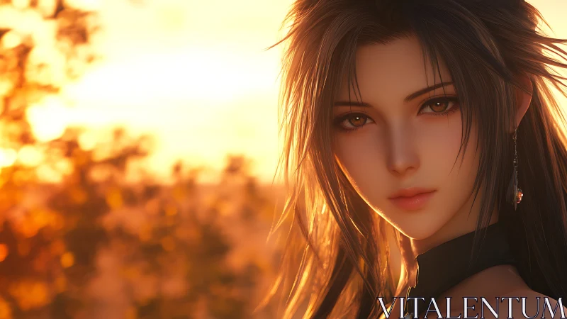 Warm sunset portrait glows with gentle, thoughtful beauty