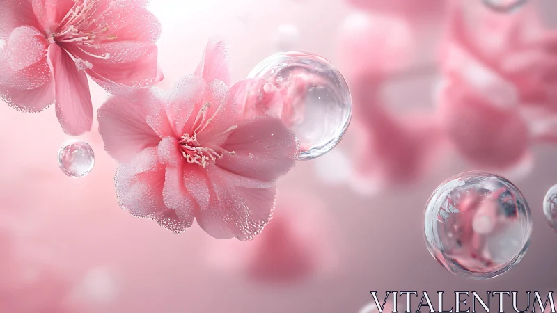 Pink Petals with Water Droplets Creates Dreamy Floral Composition