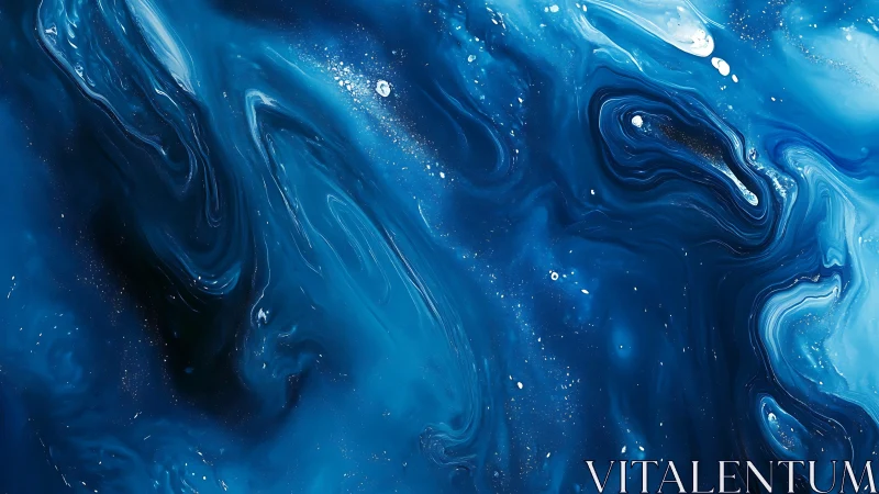 Deep blue fluid abstract shows swirling layered flows