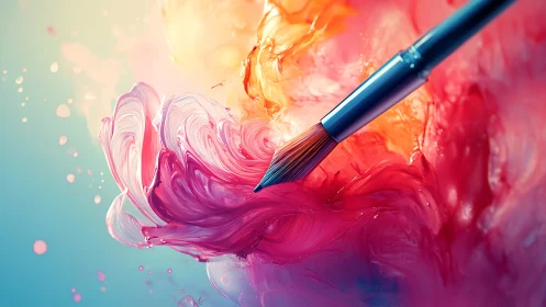 Color-swirled brushstroke blooming into dreamy petals.