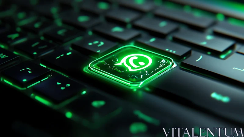 Neon-illuminated keyboard macro with glowing chat key switch.