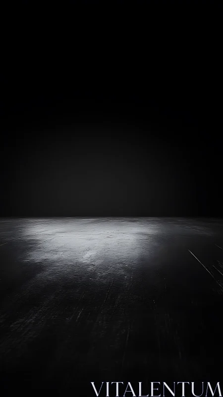 Dark reflective floor surface extends into deep black space