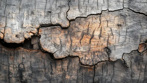 Close-up of Charred Wood Texture in Natural, Rustic Style.
