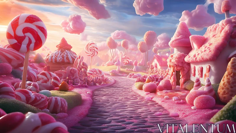 Candy Kingdom Fantasy: Whimsical Landscape of Sweet Architecture.