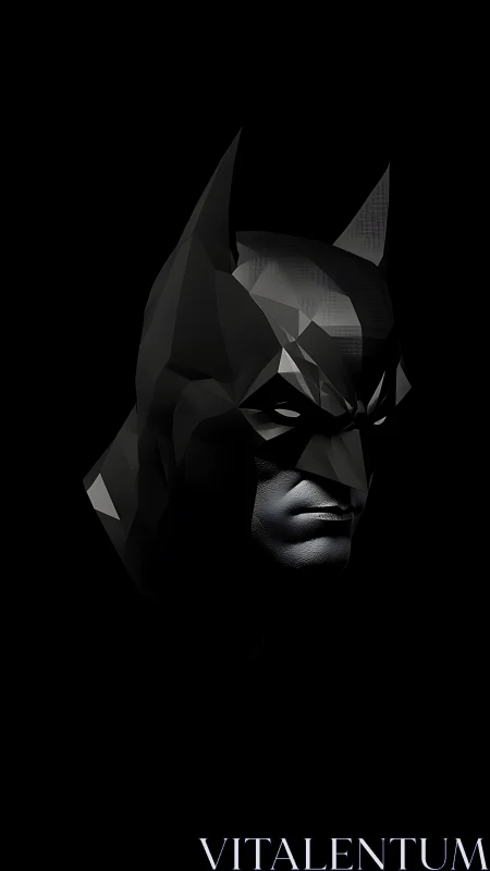 Midnight polygon knight carves shadows into a stern mask