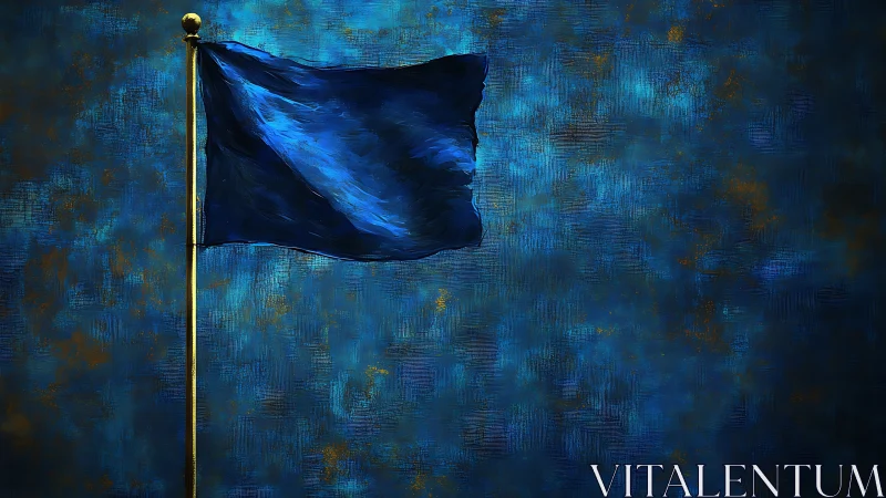 Midnight blue banner whispering against a cosmic haze.