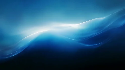 Luminescent blue wave arcs across deep gradient horizon.