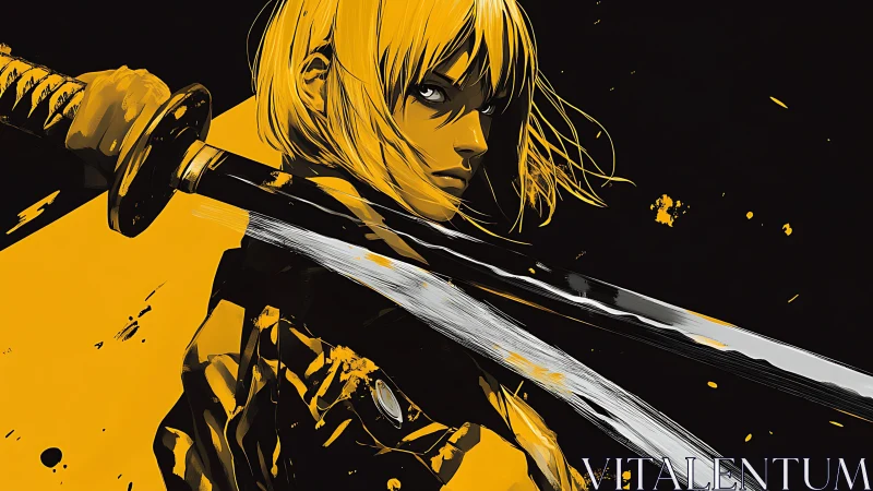 Blade-slick resolve carves lightning through yellow shadow