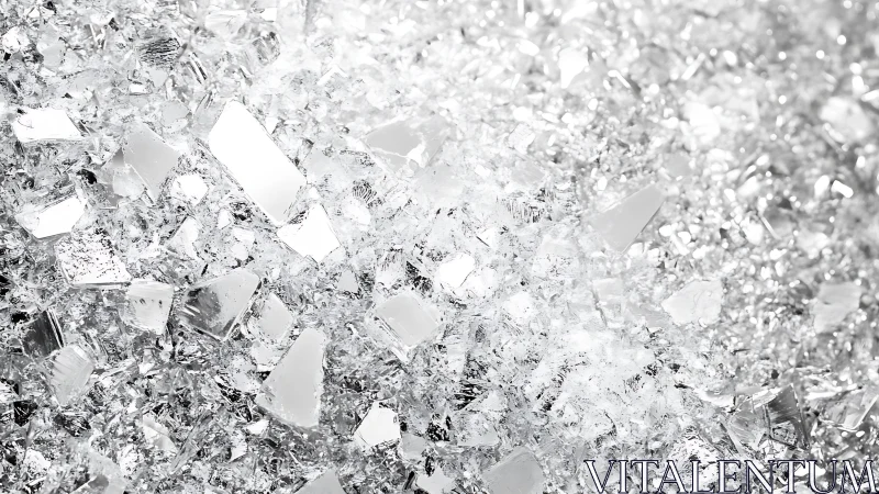 Glistening shards of broken glass sparkle in bright light